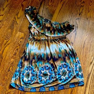 One shoulder tribal print top